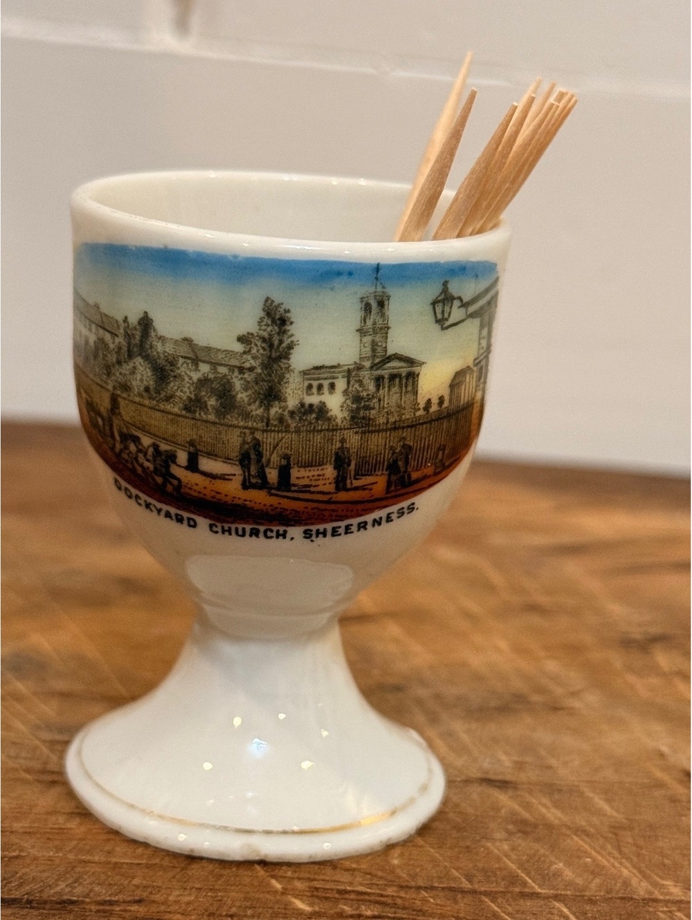 Antique Souvenir Egg Cup Dockyard Church Sheerness England